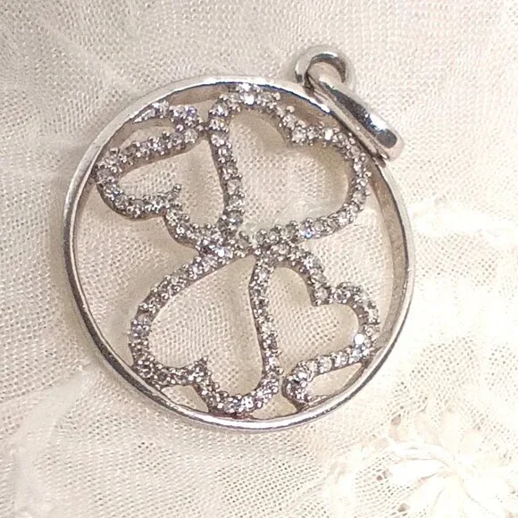 Jane Seymour Open Hearts FAMILY Sterling Silver 1/4 ct Diamond Necklace 💎 KAY - Picture 1 of 4